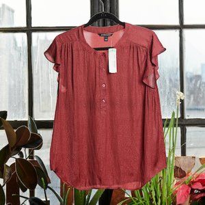 NWT 41 Hawthorn Alevia Textured Blouse Burgundy - L